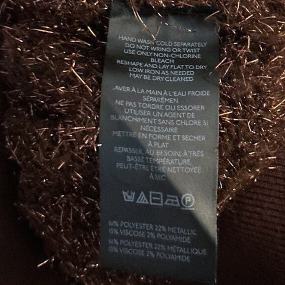 Anthropologie Maeve Violetta Tinsel Sweater Women’s M Chocolate Brown SS NEW - Picture 5 of 6